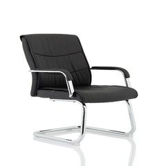 Carter Medium Back Black Leather Cantilever Visitor Office Chair with Arms - Market Milloner