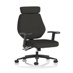 Nexus High Back Black Fabric Ergonomic Task Operator Office Chair with Arms and Headrest - Market Milloner