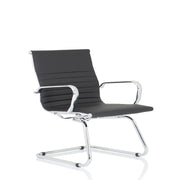 Nola Black Leather Cantilever Visitor Chair with Arms - Market Milloner